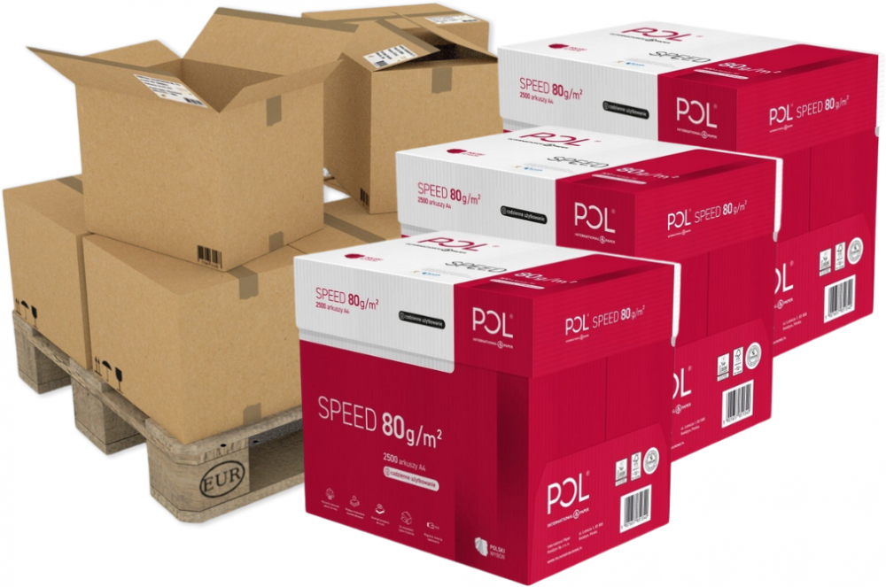 300x Papier ksero ekologiczny Polspeed, A4, 80g/m2, 500 arkuszy, biały