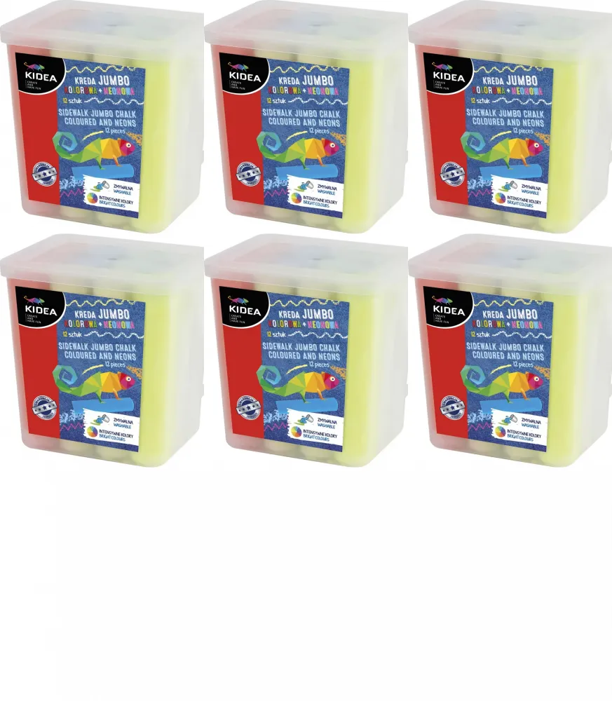 6x Kreda Kidea Jumbo, 12 sztuk, mix kolorów