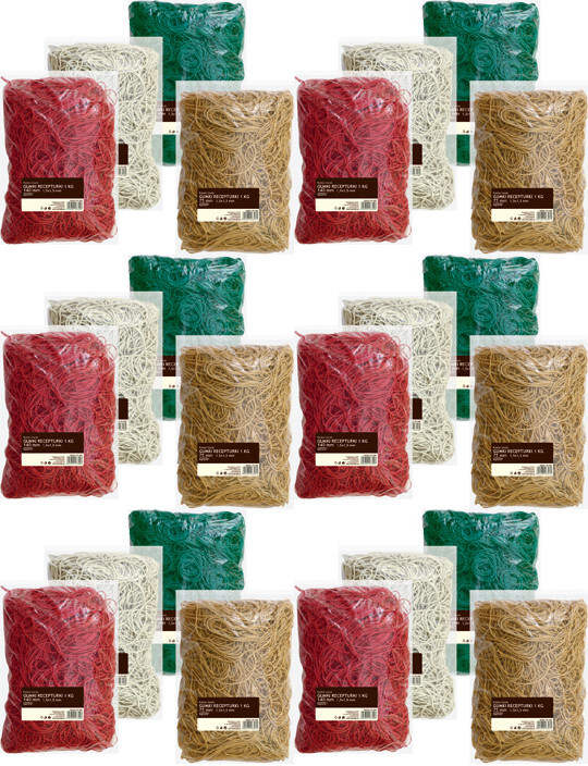 6x Gumki recepturki Grand, 140mm, 1kg, mix kolorów