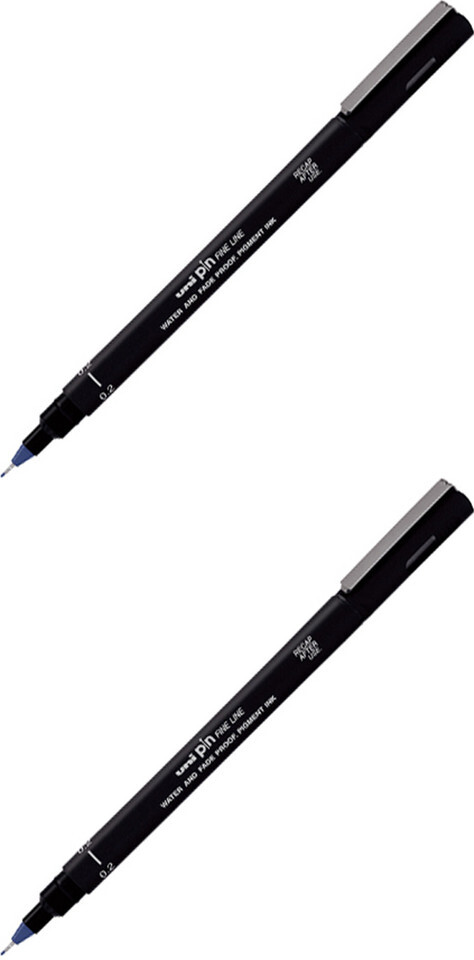 2x Cienkopis kreślarski Uni PIN-200, 0.2mm, niebieski