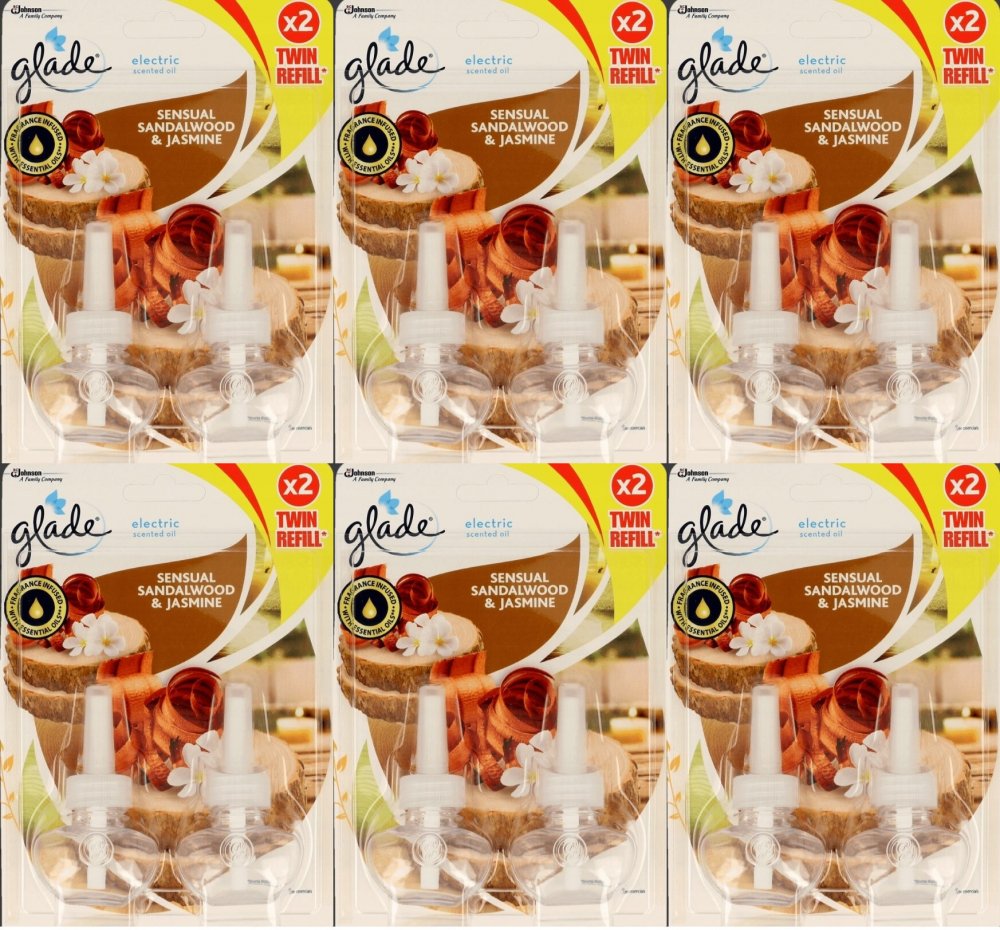 6x Wkład do odświeżacza elektrycznego Glade by Brise, drzewo sandałowe i jaśmin, 2 x 20ml