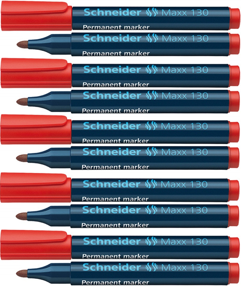 Marker permanentny Schneider, Maxx 130, okrągła, 1-3mm czerwony 10szt