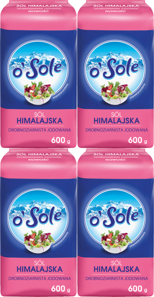 4x Sól Himalajska drobnoziarnista O'sole, 600g