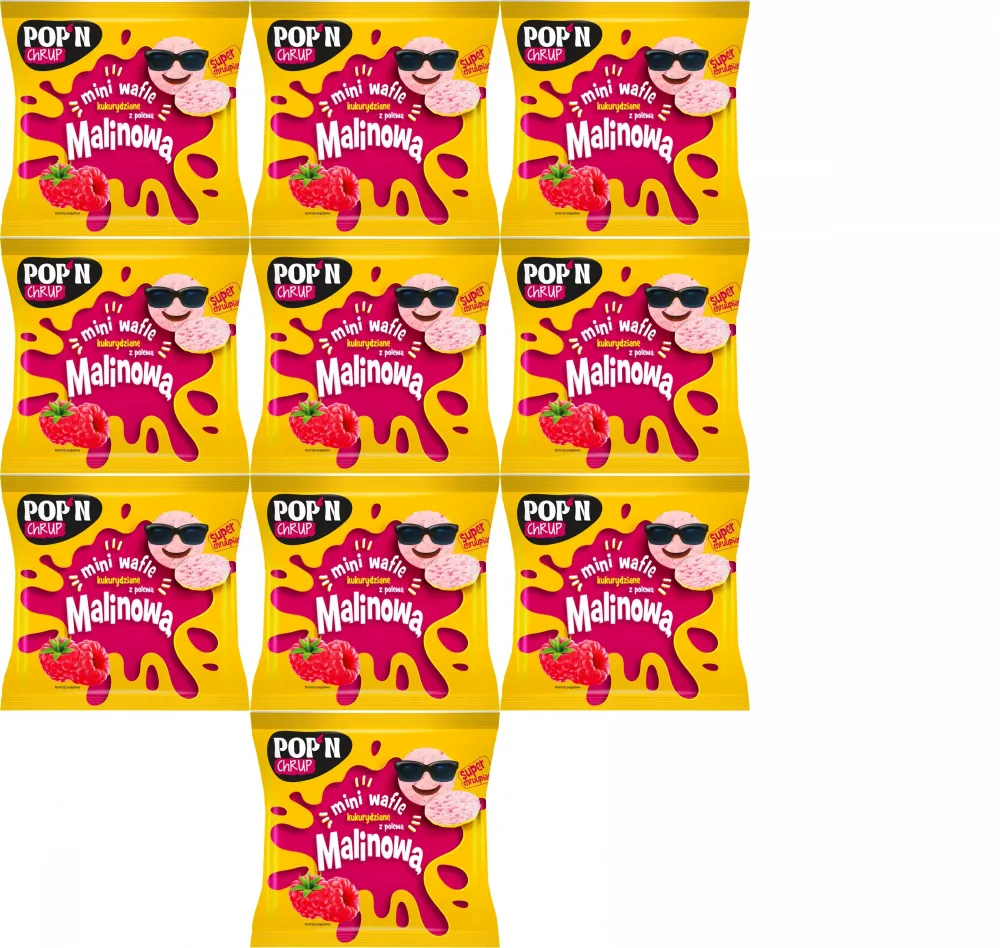 10x Mini wafle kukurydziane Sante, z polewą malinową, 35g