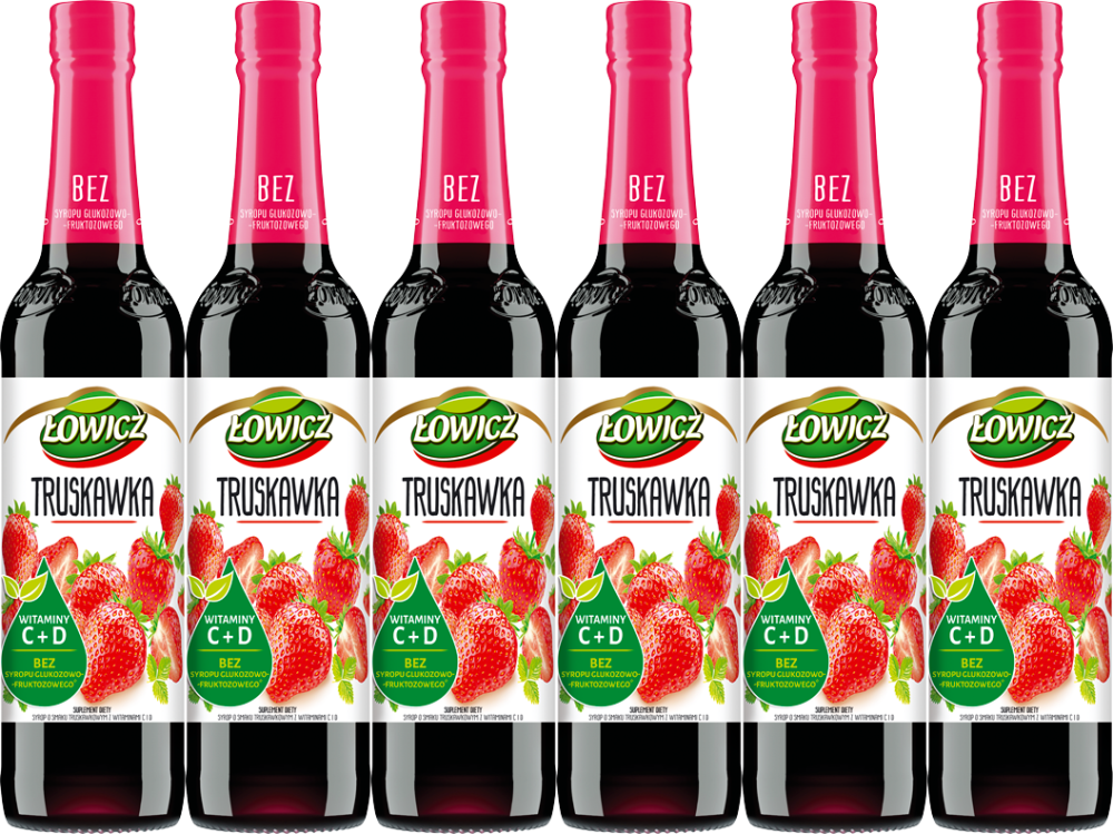 6x Syrop Łowicz, truskawkowy, 400ml