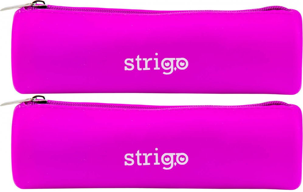 2x Piórnik 1-komorowy Strigo, silikonowy, owalny, bez wyposażenia, fioletowy neonowy
