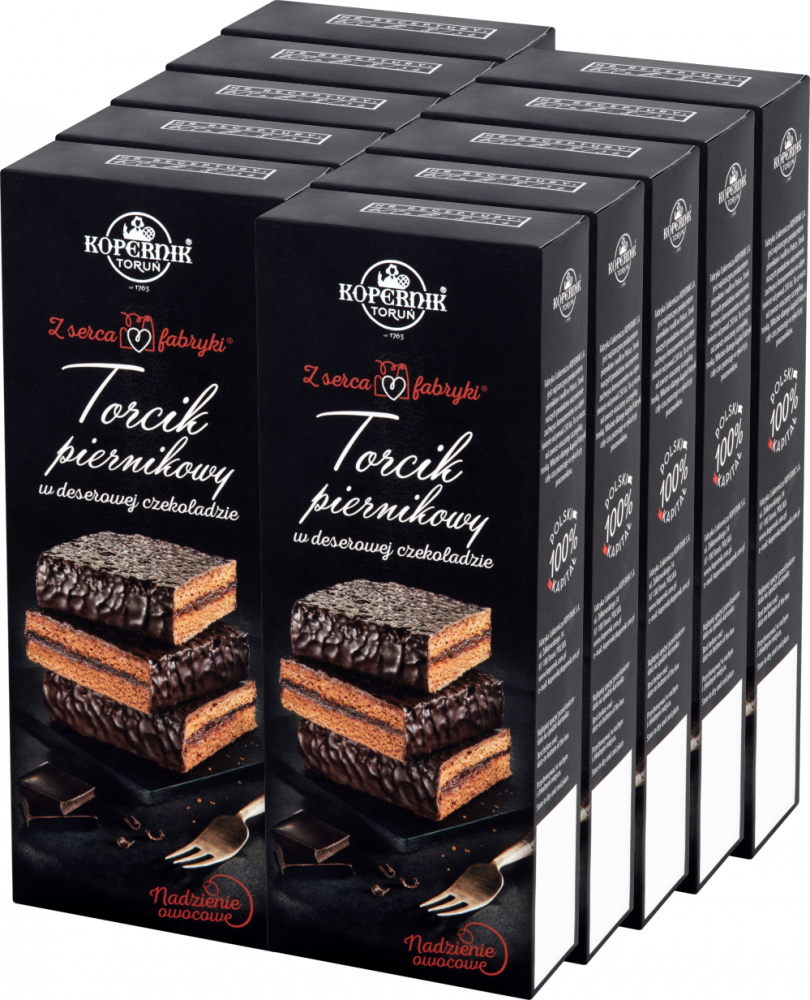 10x Torcik Piernikowy Kopernik Premium, owocowy w deserowej czekoladzie, 180g