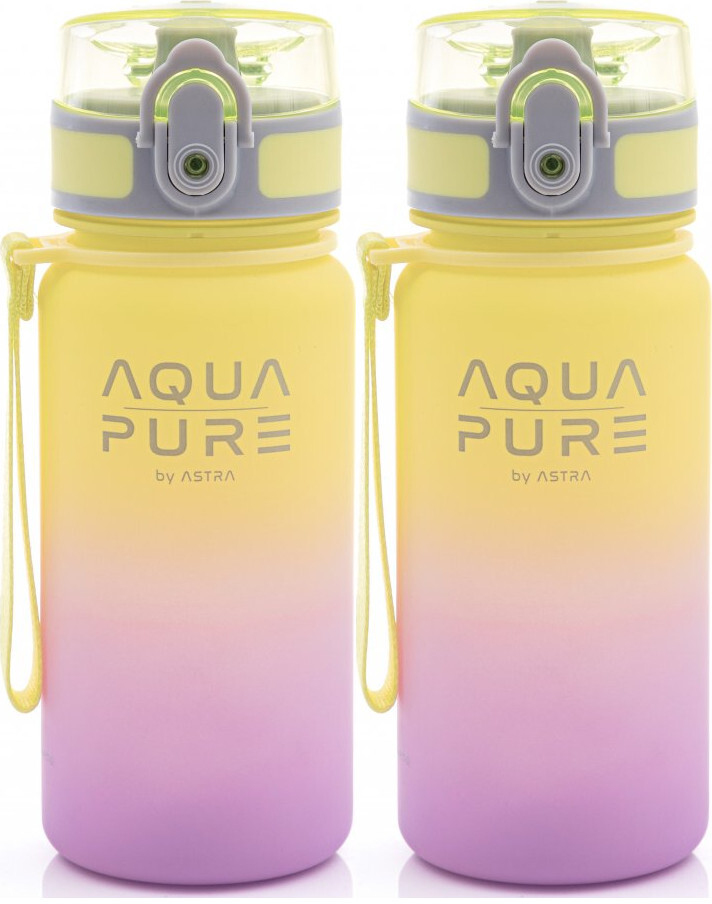 2x Bidon Astra Aqua Pure, tritan, 400ml, żółto-lawendowy