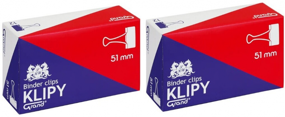 2x klip biurowy Grand, 51 mm, 12 sztuk, czarny