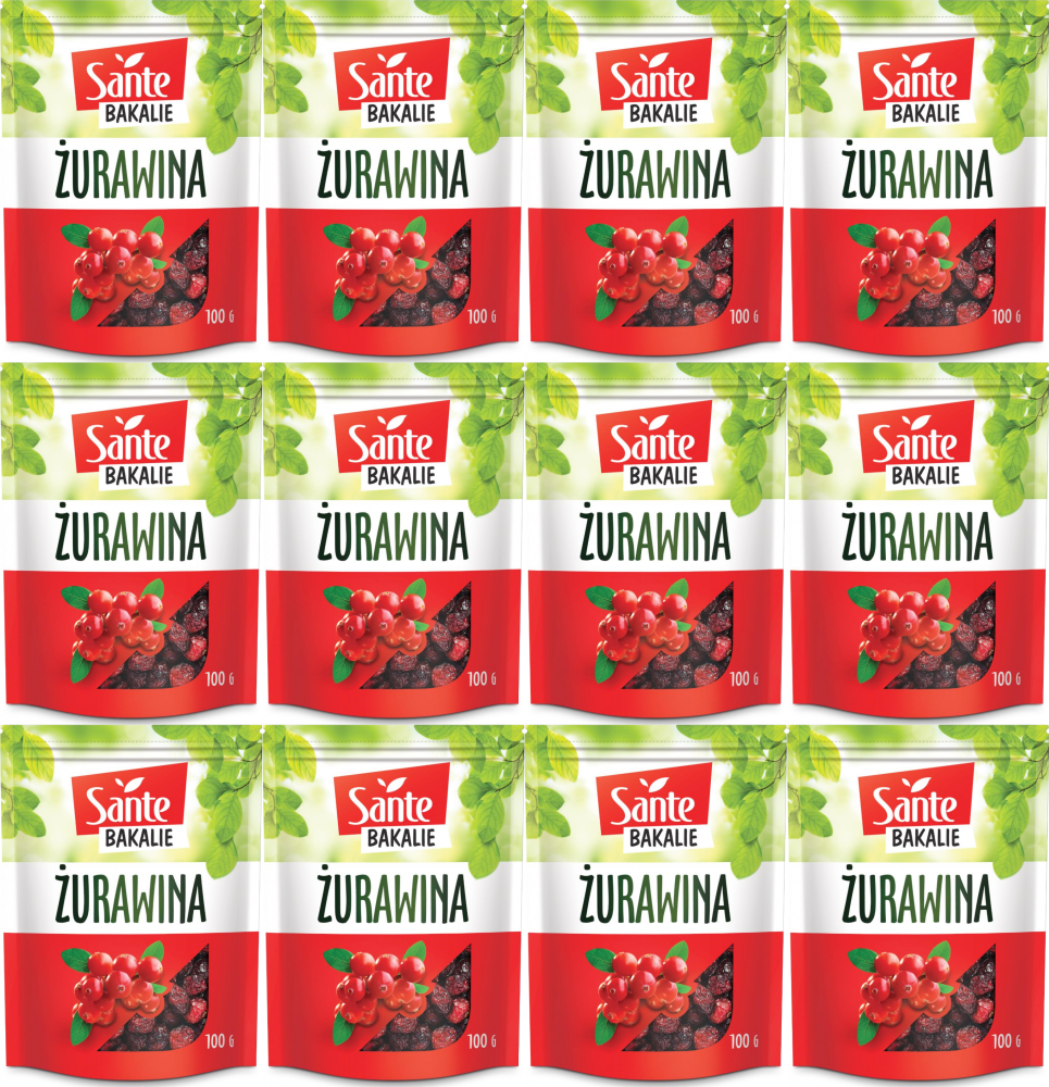 12x Żurawina Sante, wielkoowocowa, 100g