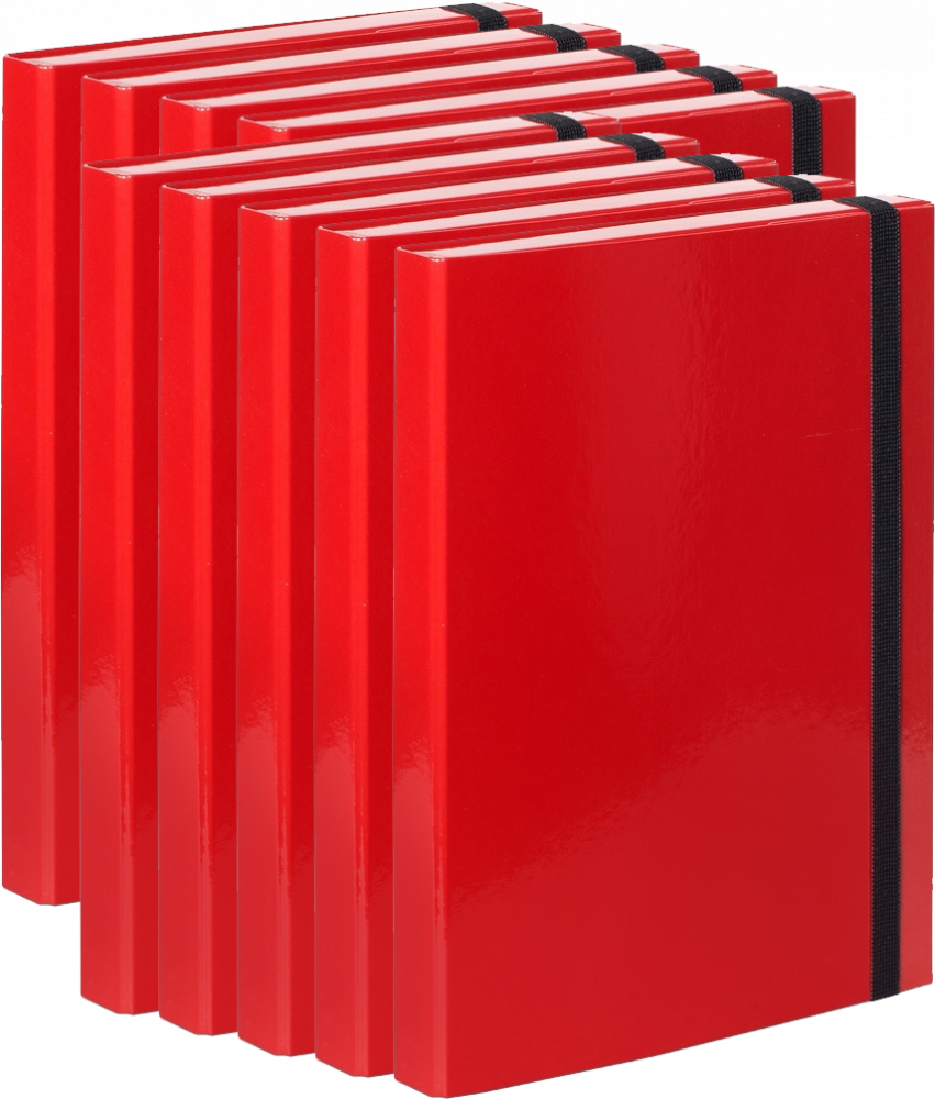 10x Teczka kartonowa z gumką VauPe Box z mechanizmem ringowym, A4, 30mm, czerwony