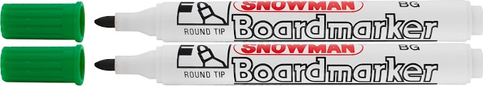 2x Marker suchościeralny Snowman Boardmarker, okrągła, 1.5-3mm, zielony