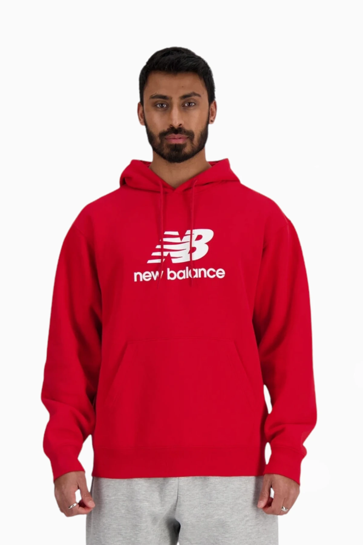 Bluza z kapturem New Balance Stacked Logo - Czerwony