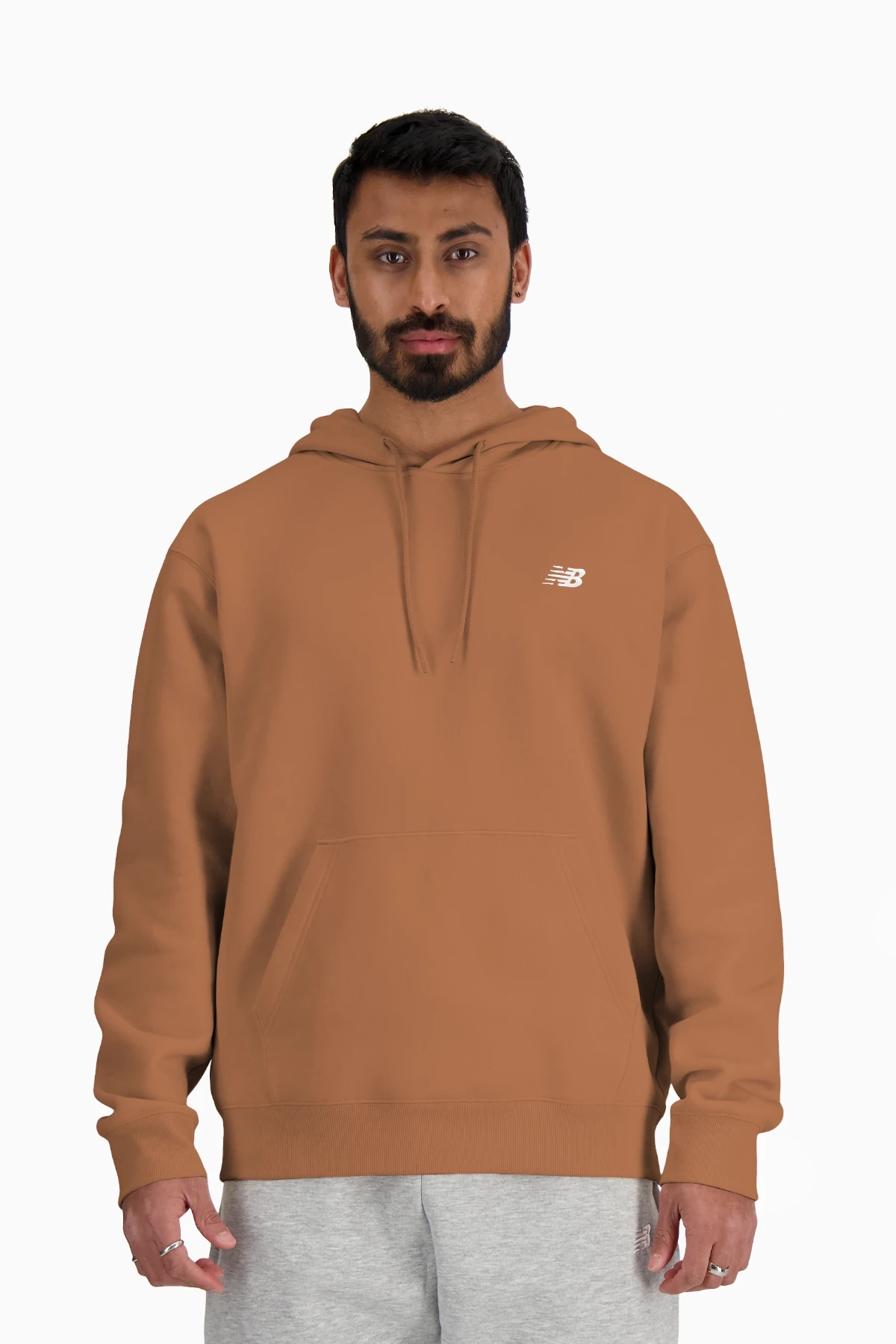 Bluza z kapturem New Balance Small Logo - Brązowy