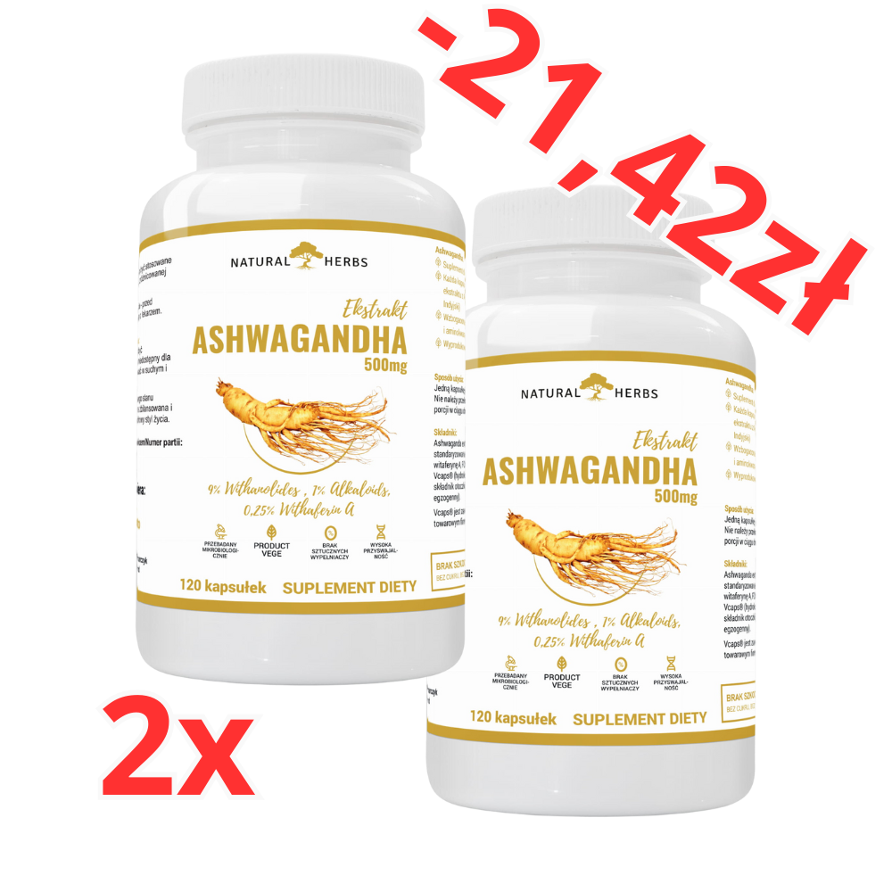 Zestaw 2x Ashwagandha 500mg 9% 120kaps AltoPharma