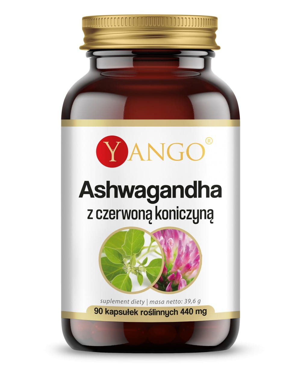 Ashwagandha z czerwoną koniczyną 90kaps. Yango