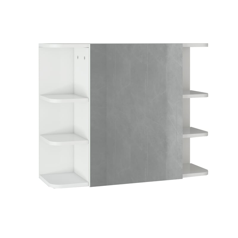 ML-Design szafka z lustrem do lazienki biala 80x64x21cm, szafka lazienkowa z lustrem, drzwiami i 8 pólkami, duzo miejsca do przechowywania, szafka
