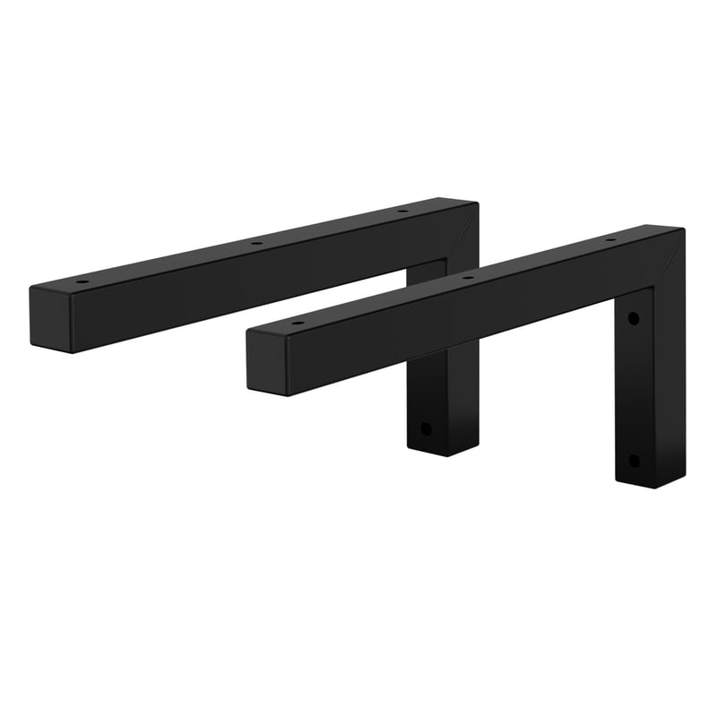 ML-Design Zestaw 2 uchwytów sciennych w ksztalcie litery L do umywalki 300 x 150 mm czarna stal nowoczesny projekt Wsporniki do umywalki na blacie