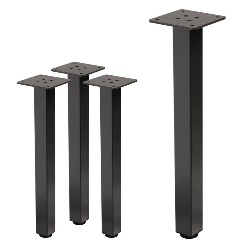 ML-Design zestaw 4 nóg stołowych I-Design 72 cm stal pokryta proszkowo ciemnoszare regulowane profil 4x4 cm do stolików biurek i blatów roboczych