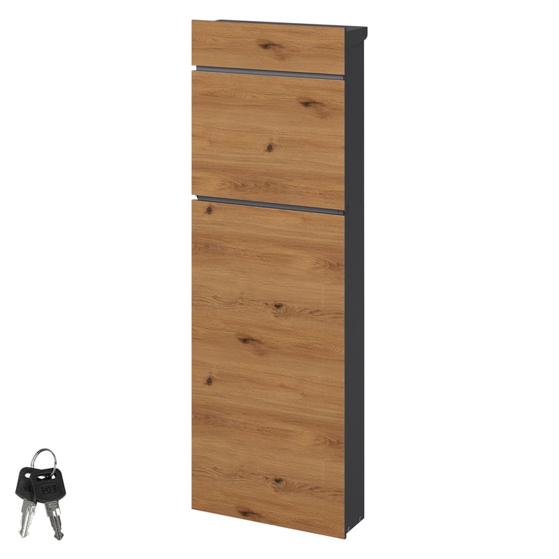 Skrzynka na listy na cokole Skrzynka pocztowa stal drewno dekor 39,5x14,1x115 cm