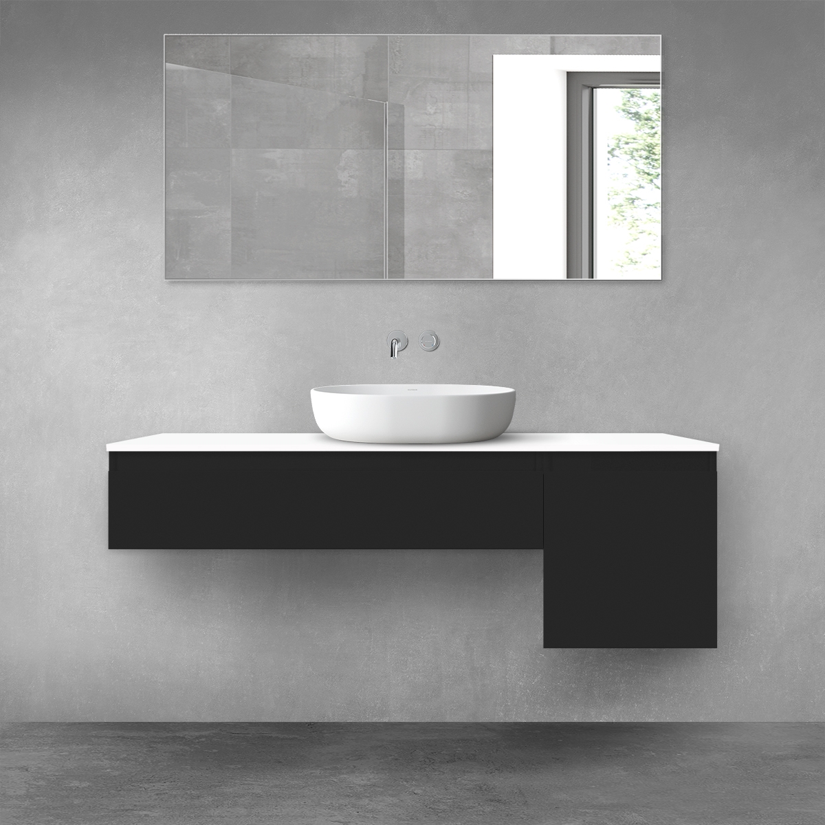 Oltens Vernal zestaw mebli łazienkowych 140 cm z blatem czarny mat/biały połysk 68284500 - Wysyłka w 24h