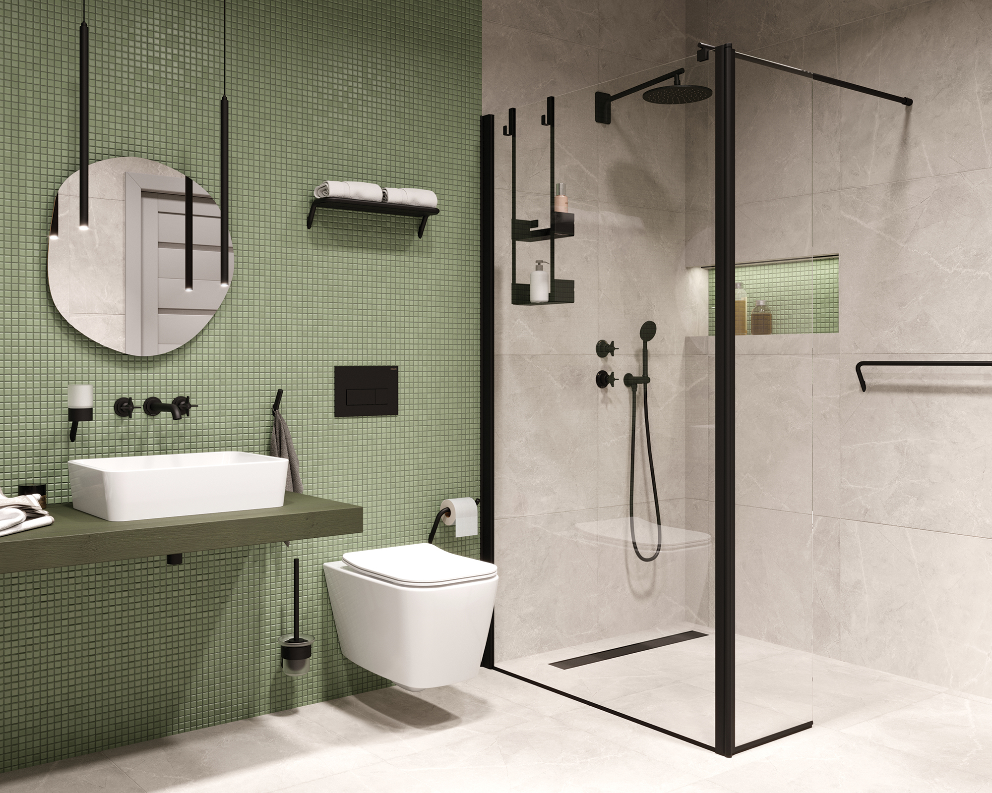 Deante Kerria Plus Nero Walk-In ścianka prysznicowa 110 cm wolnostojąca czarny mat/szkło przezroczyste KTSN31P