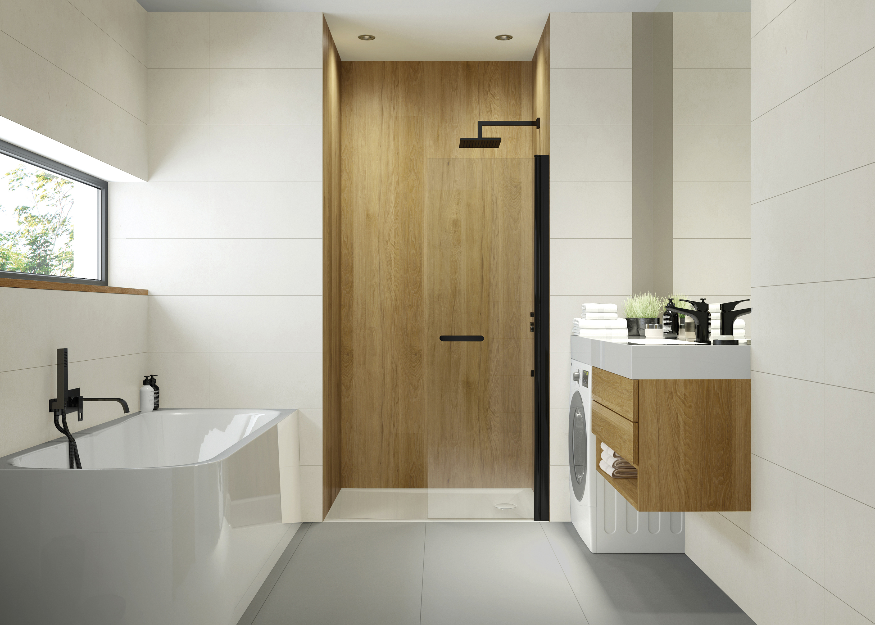 Sanplast Exa Line ścianka prysznicowa walk-in 90 cm czarny mat/szkło przezroczyste 600-540-1630-59-401