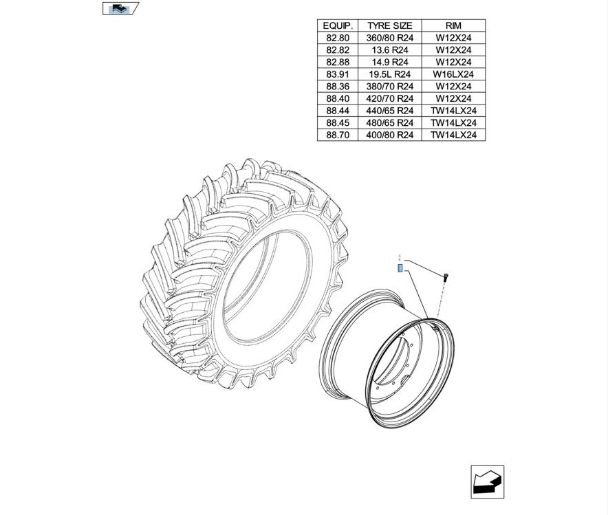 Felga New Holland T5 T6 84485189 440/80R24 oryginał CNH