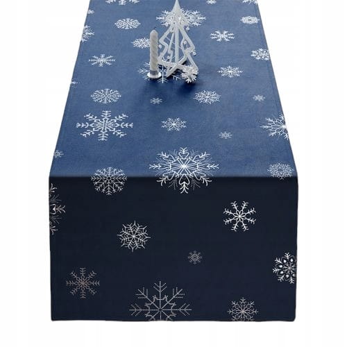 ŚNIEŻKI Bieżnik wodoodporny VELVET 40x160 granatowy - elegancka dekoracja
