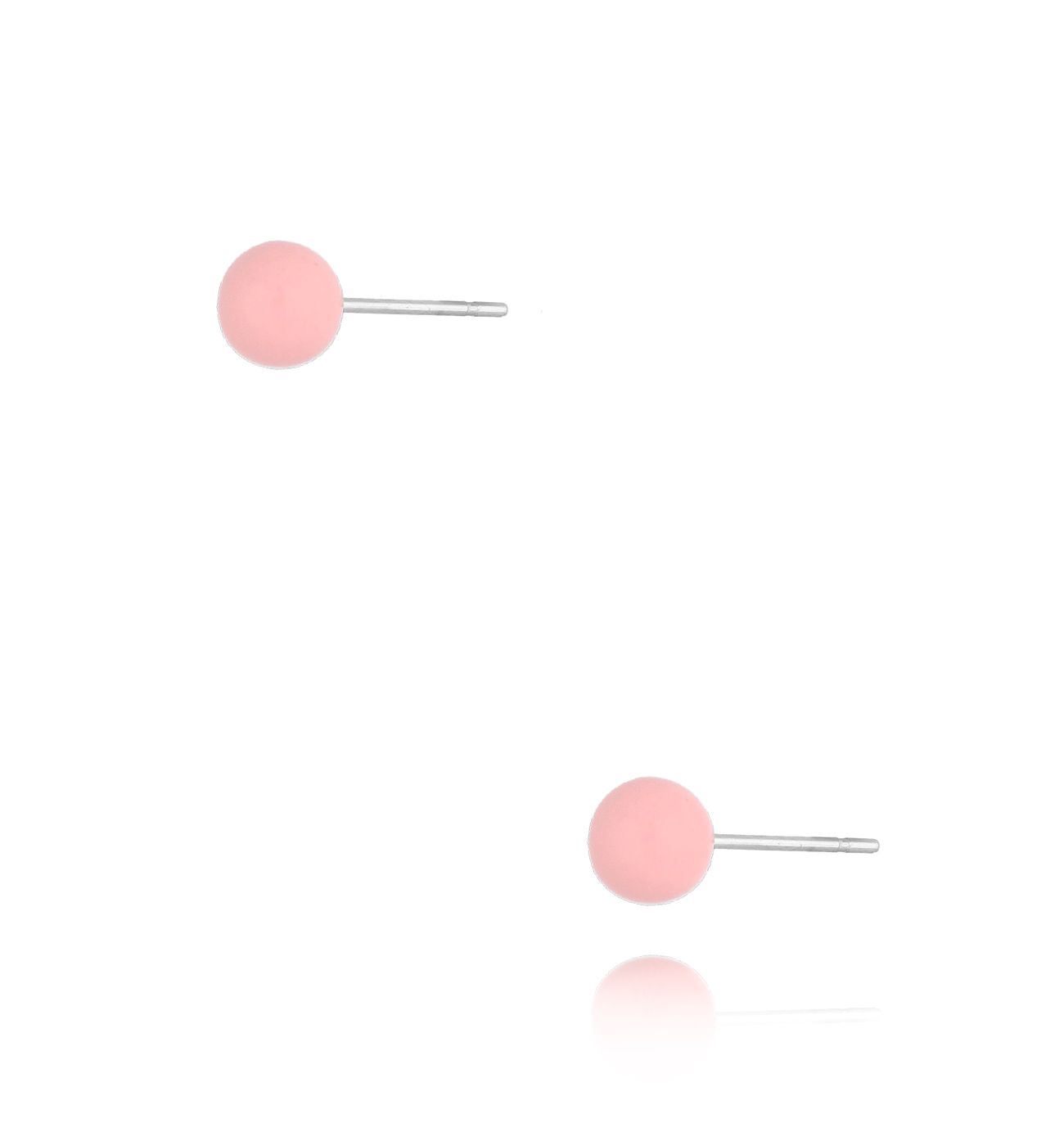 Kolczyki kulki z różową emalią 5 mm Enamel Balls - By Dziubeka