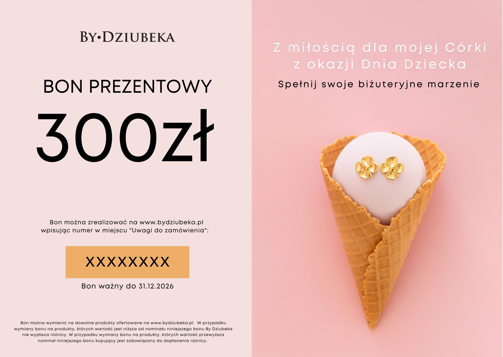 Bon Prezentowy 300 zł DZIEŃ DZIECKA online do wydruku BON200DD - By Dziubeka