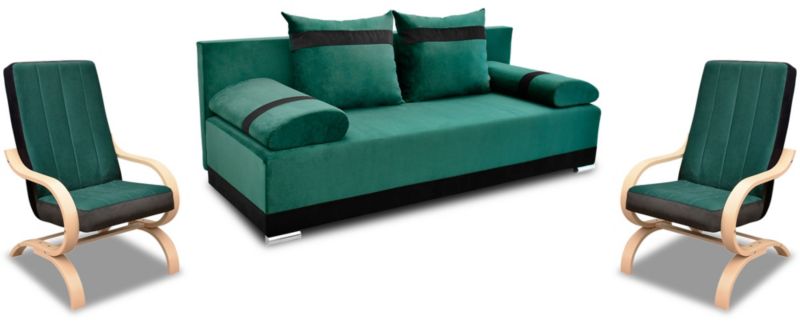 Zestaw Wypoczynkowy Sofa Bonni Orlean PLUS + 2 Fotele Zielony 1 szt.