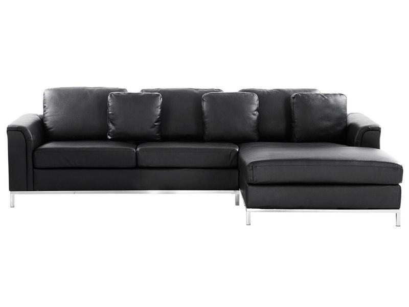 Sofa narożna lewostronna Oslo Czarny Skóra naturalna Lewostronny 1 szt.