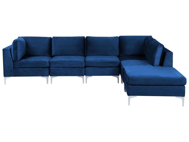 Sofa z ottomaną Evja Granatowy Welur Lewostronny kpl