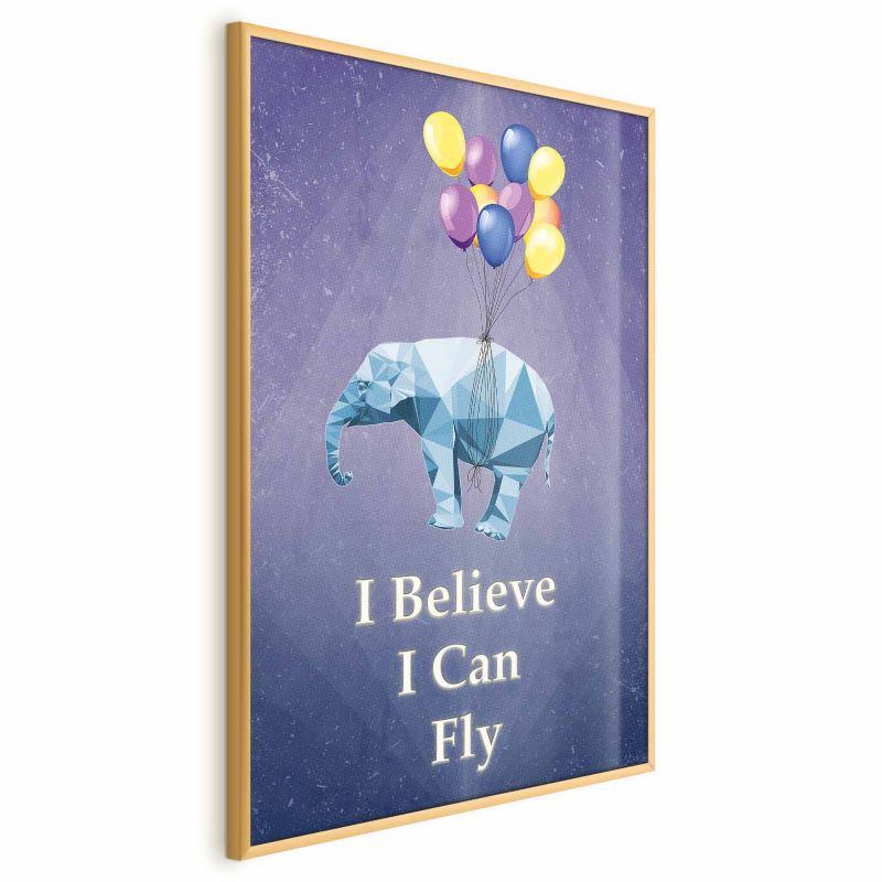 Plakat Artgeist Latający słoń 21x30 cm z ramą złotą 1 szt