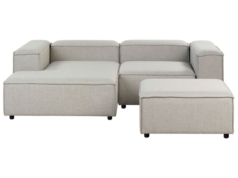 Sofa narożna prawostronna z otomaną Ardal Jasnoszary dla 3 osób Prawostronny 1 kpl
