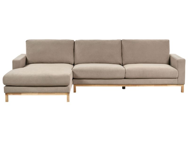 Sofa narożna prawostronna Siggard Beżowoszary Tkanina Prawostronny 1 szt.