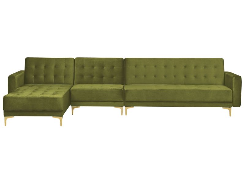 Sofa narożna Aberdeen Welur Zielony Prawostronny 1 szt.