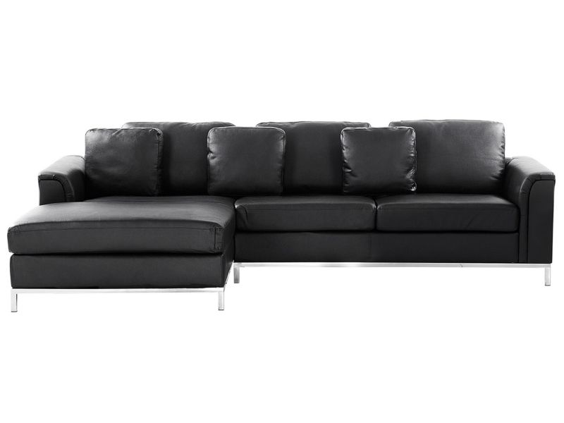 Sofa narożna prawostronna Oslo Czarny Skóra naturalna Prawostronny 1 szt.