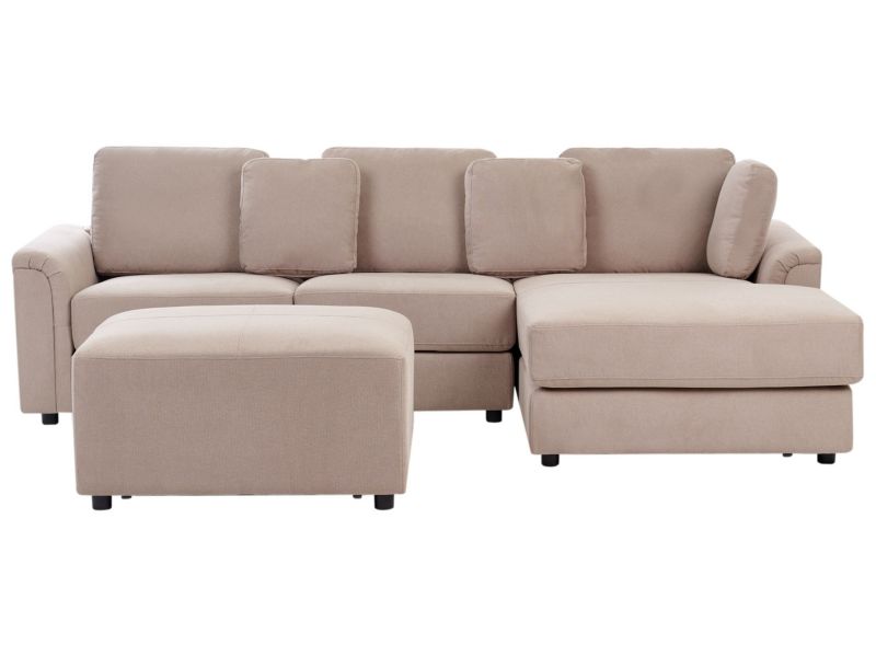 Sofa narożna lewostronna z otomaną Kohlo Beżowoszary Lewostronny 1 kpl