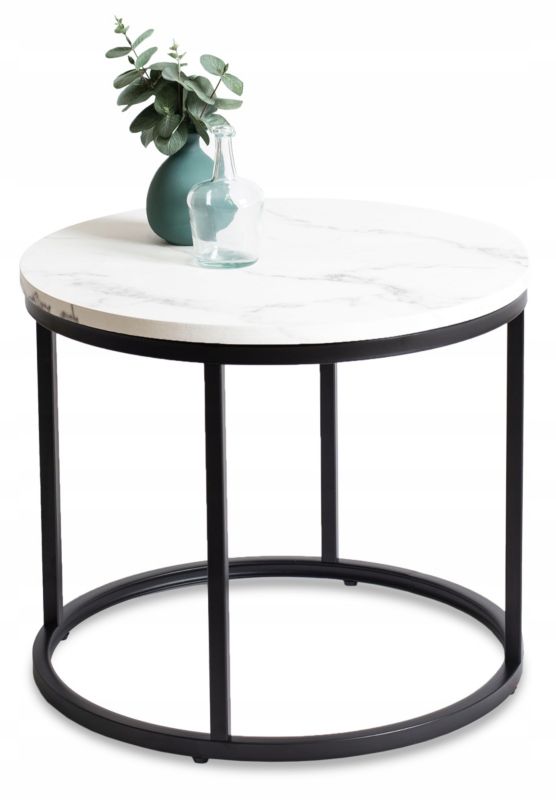 Stolik Kawowy Conny 53 cm Mebel Elite Biały Marmur/Czarny 1 szt