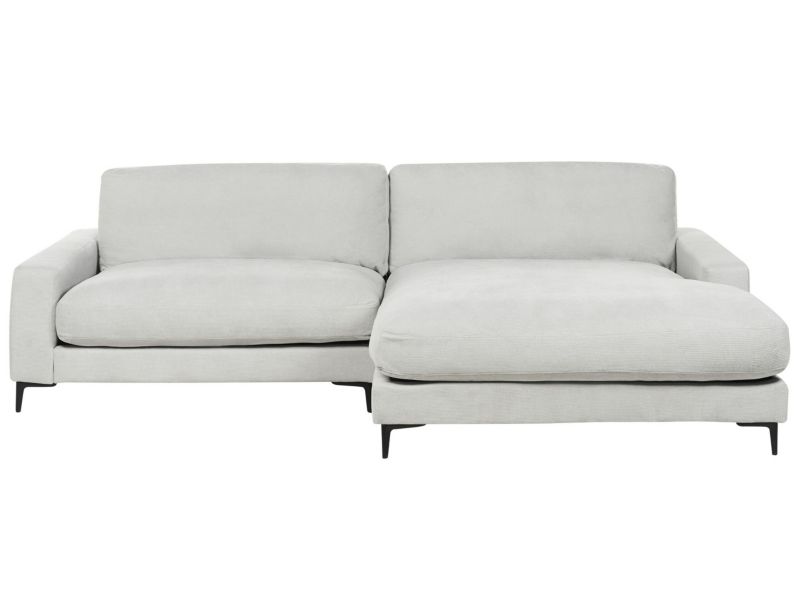 Sofa narożna lewostronna Maloy Jasnoszary Tkanina szenilowa Lewostronny 1 szt.