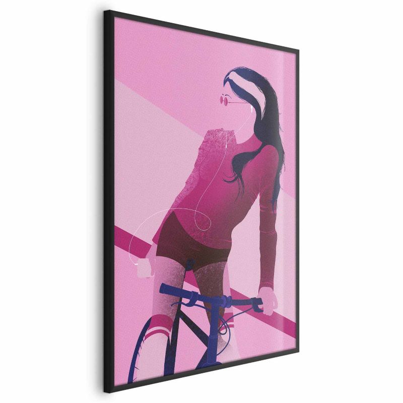 Plakat Artgeist Kobieta na rowerze 60x90 cm z ramą czarną 1 szt