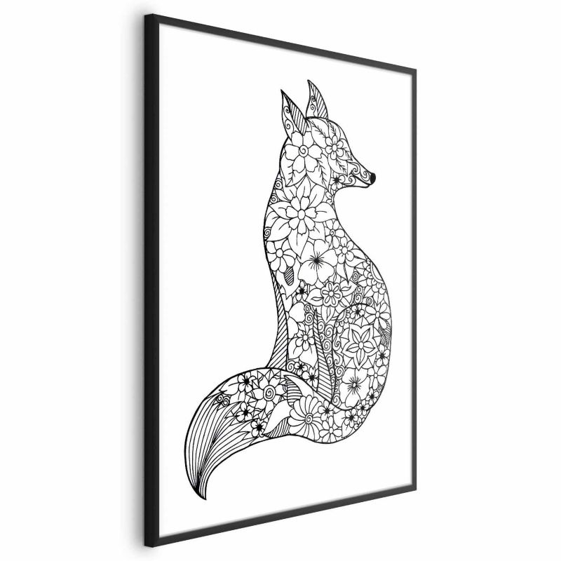 Plakat Artgeist Lis w kwiaty 29,7x42 cm z ramą czarną 1 szt