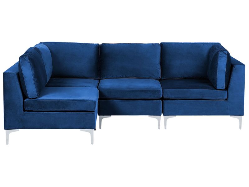 Sofa narożna Evja Granatowy Welur Prawostronny 1 szt.