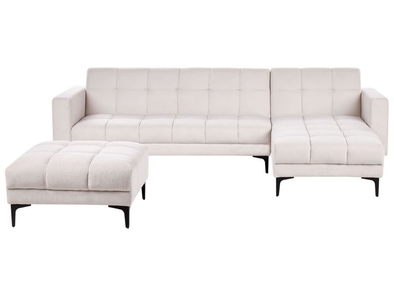 Sofa narożna lewostronna z otomaną Alnes Złamana biel Lewostronny 1 kpl