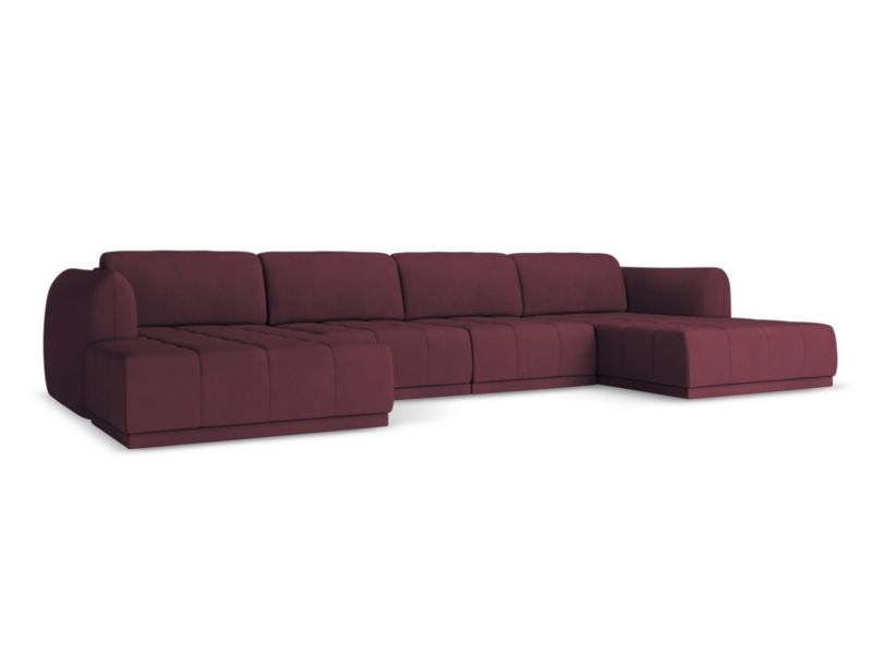 Sofa panoramiczna Makamii Hoku z tkaniny szenilowej 370x170 cm bordo 1 szt.
