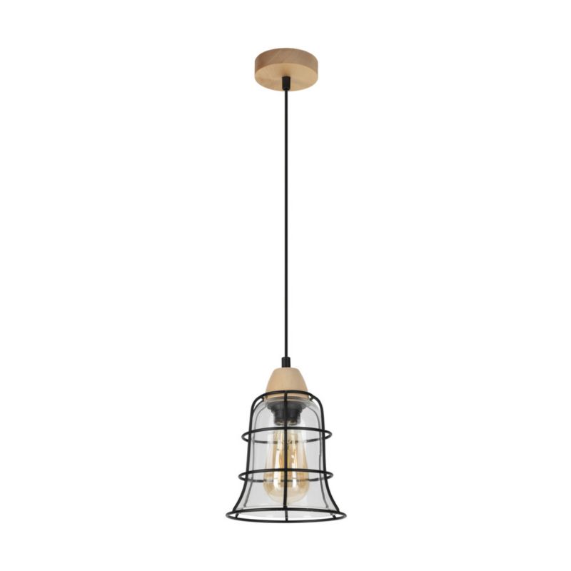 Drewniana Lampa Wisząca SPOT Light 1xE27 Max.60W Naturalna Brzoza FSC z Transparentnym Szkłem, 1 szt.
