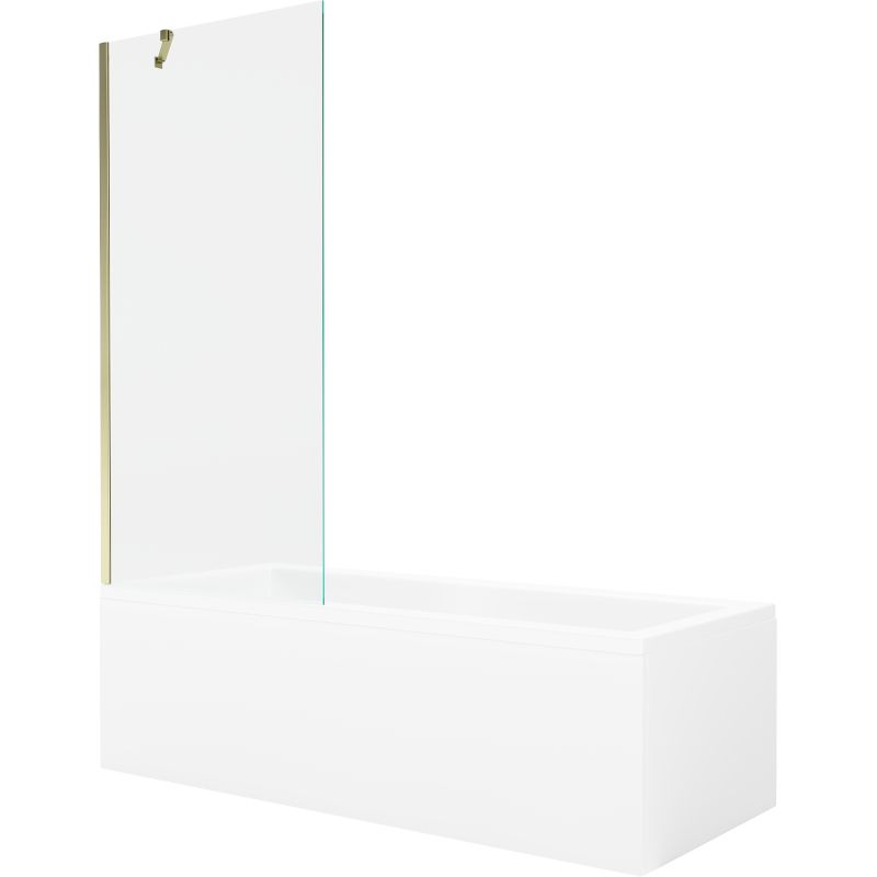 Wanna prostokątna Mexen Cubik 170 x 70 cm z obudową i parawanem 1-skrzydłowym 80 cm transparent złoty 1 kpl.