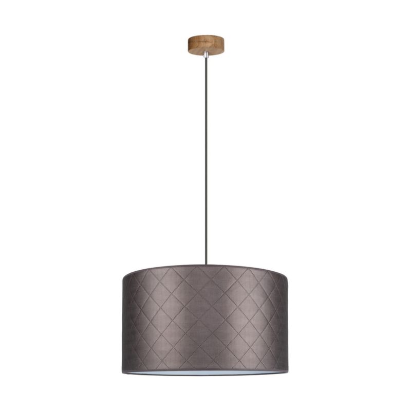 Drewniana Lampa Wisząca SPOT Light 1xE27 Max.60W Dąb Olejowany FSC z Brązową Tkaniną, Polski Producent, 1 szt.